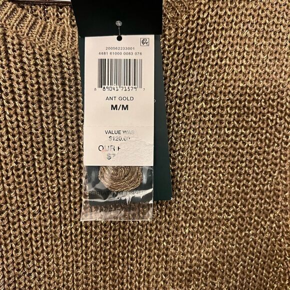 Lauren Ralph Lauren Women Sleeveless Knit Tunic Sweater Metallic Gold Size NWT M - Picture 4 of 11